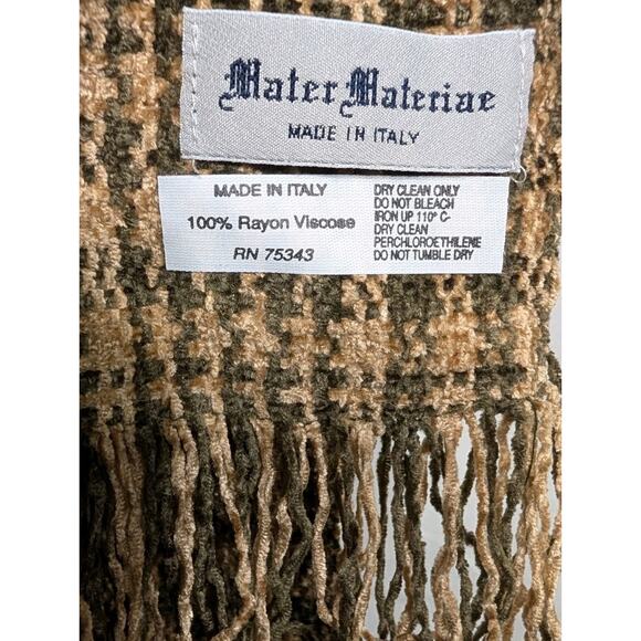 Mater Materiae Scarf Made In Italy Tassels Neutral Old Money Viscose Unisex - Picture 2 of 5